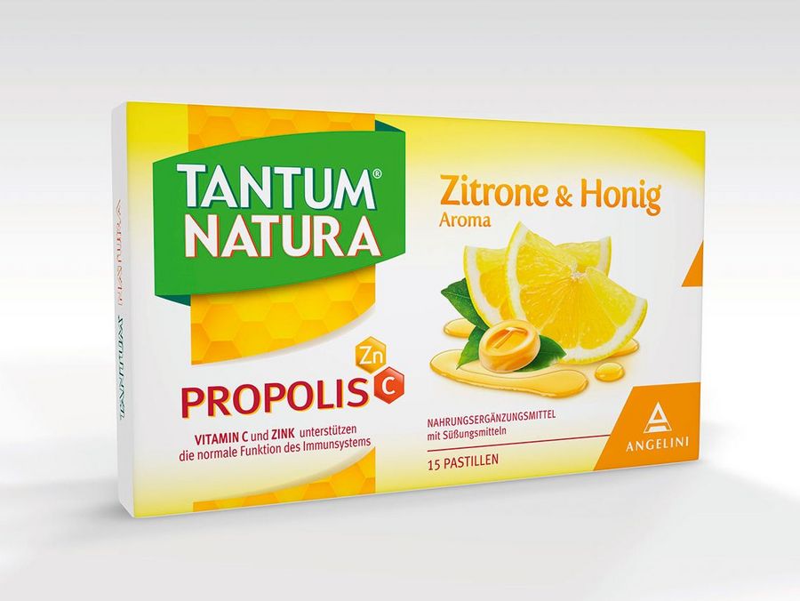 Angelini Pharma Tantum Natura Propolis ist ein prophylaktisches Nahrungsergänzungsmittel