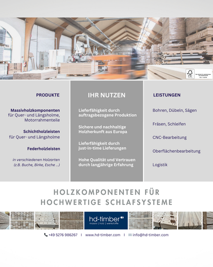 Holzkomponenten für hochwertige Schlafsysteme