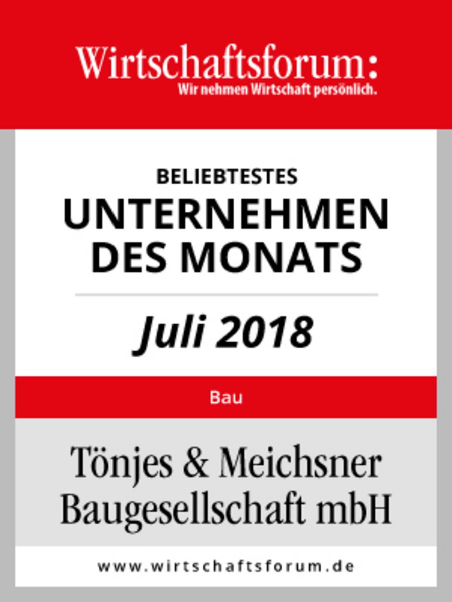 Tönjes und Meichsner Unternehmen des Monat Juli 2018 Badge
