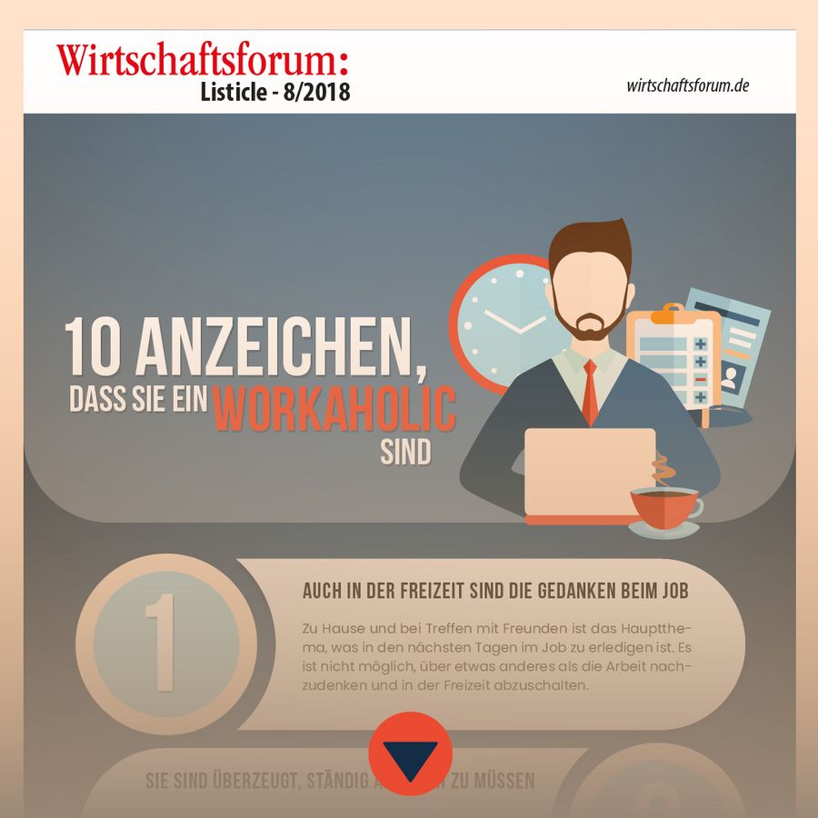 Listicle 8/2018 - 10 Anzeichen, dass Sie ein Workaholic sind Listicle 8/2018 - 10 Anzeichen, dass Sie ein Workaholic sind