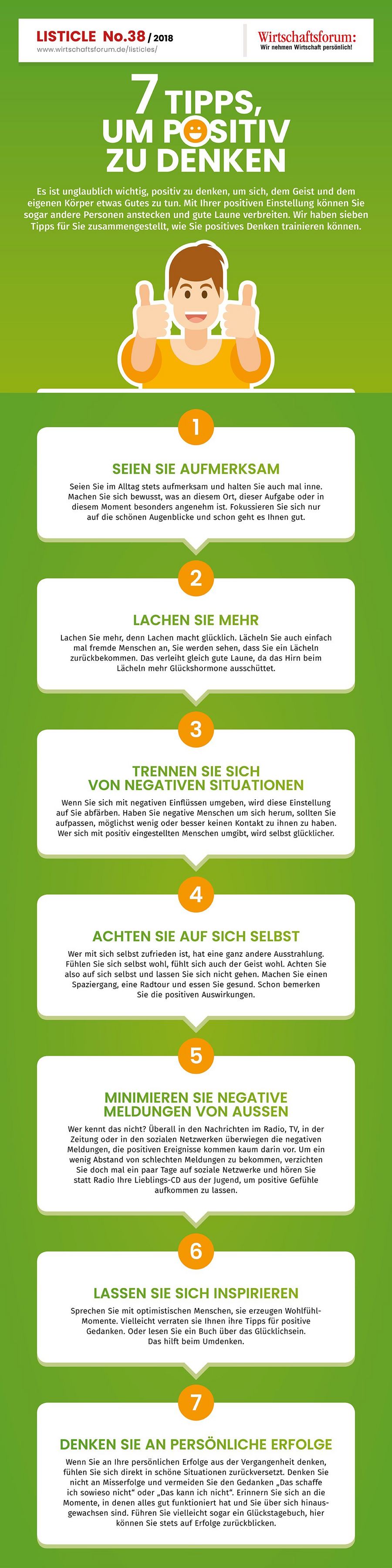 7 Tipps, um positiv zu denken - Wirtschaftsforum Listicle