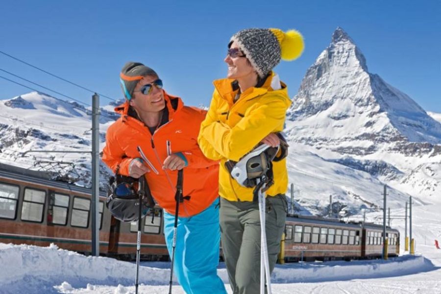 Skifahrer auf dem Gornergrat