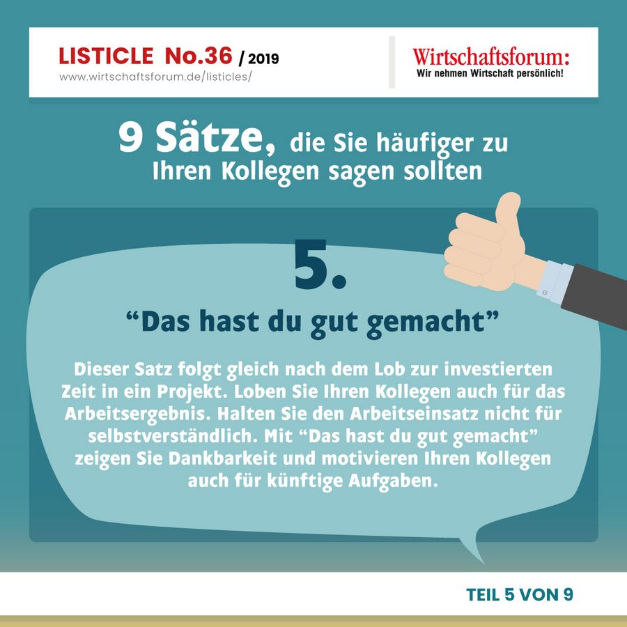 9 Sätze, die Sie häufiger zu Ihren Kollegen sagen sollten - “Das hast du gut gemacht” 