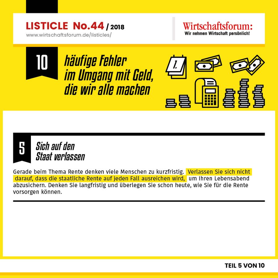 10 häufige Fehler im Umgang im Geld, die wir alle machen - Sich auf den Staat verlassen 
