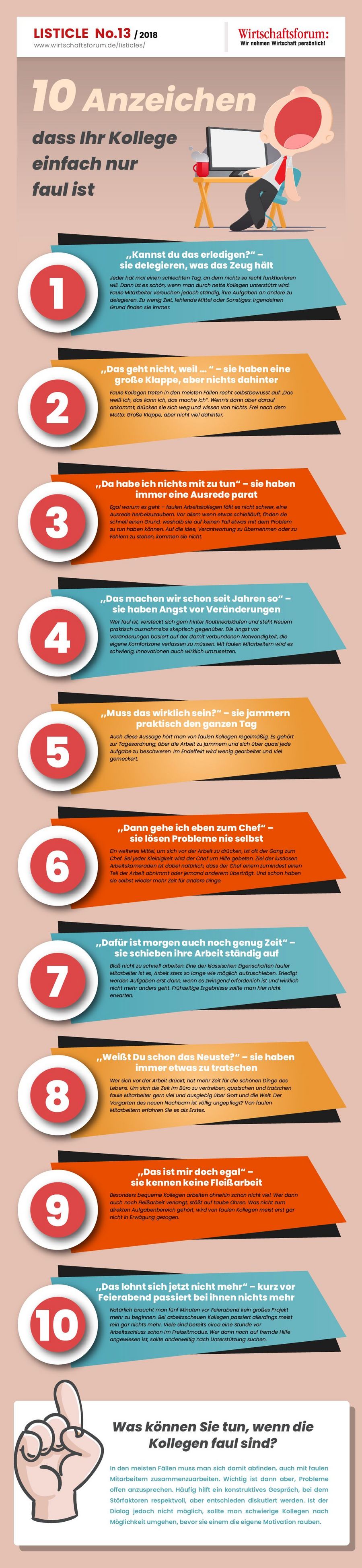 10 Anzeichen für faule Kollegen