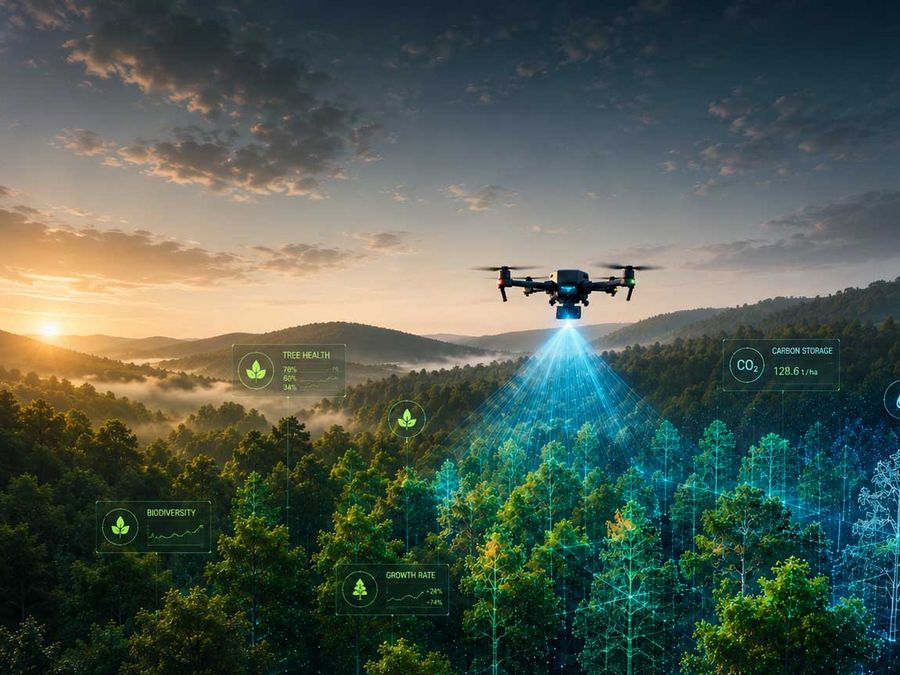 Wie Drohnen, LiDAR und KI aus Wäldern digitale Zwillinge machen