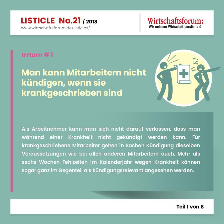 8 Irrtümer rund um die Krankschreibung - Wirtschaftsforum Listicles