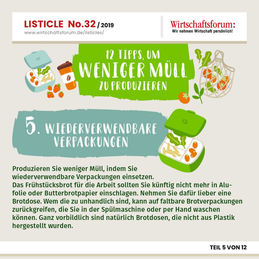 12 Tipps, um weniger Müll zu produzieren - Wiederverwendbare Verpackungen 
