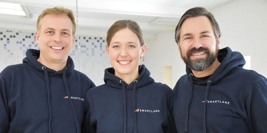 Das Gründer-Trio von Smartlane (v.l.): Dr. Mathias Baur, Monja Mühling sowie Florian Schimandl