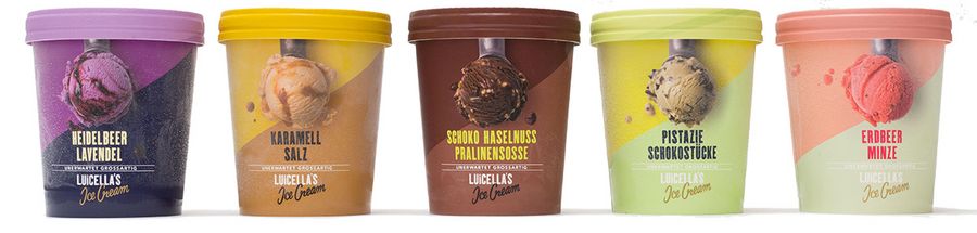 Die verschiedenen Eissorten von Luicella's Ice Cream