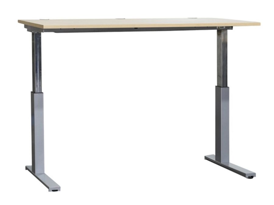 Steh-Sitz-Schreibtisch "Space" mit Gasdruckfeder von Kinnarps in ahorn, 160 x 80 cm