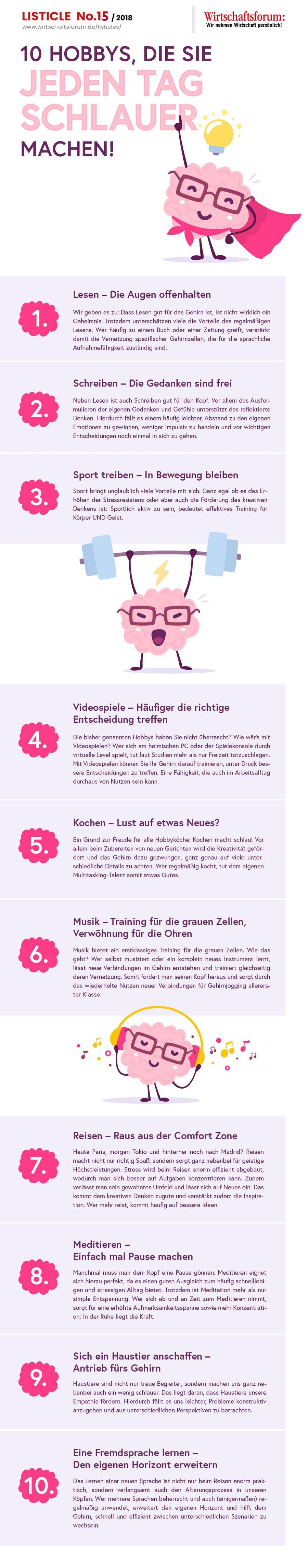 10 Hobbys, die Sie jeden Tag schlauer machen - Wirtschaftsforum Listicle