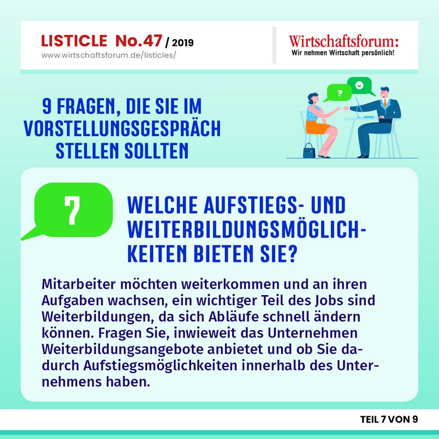 9 Fragen, die Sie im Vorstellungsgespräch stellen sollten - Welche Aufstiegs- und Weiterbildungsmöglichkeiten bieten Sie?