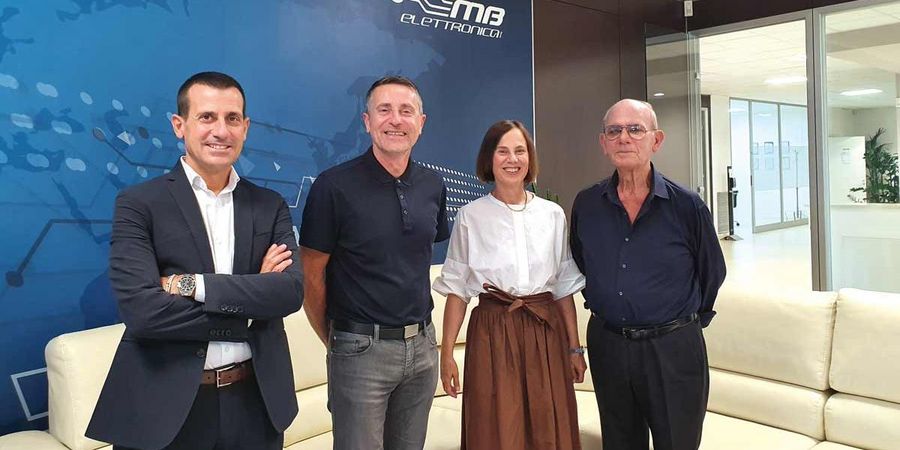 Das MB Elettronica Führungsteam: Familie Banelli und Massimo Morandi