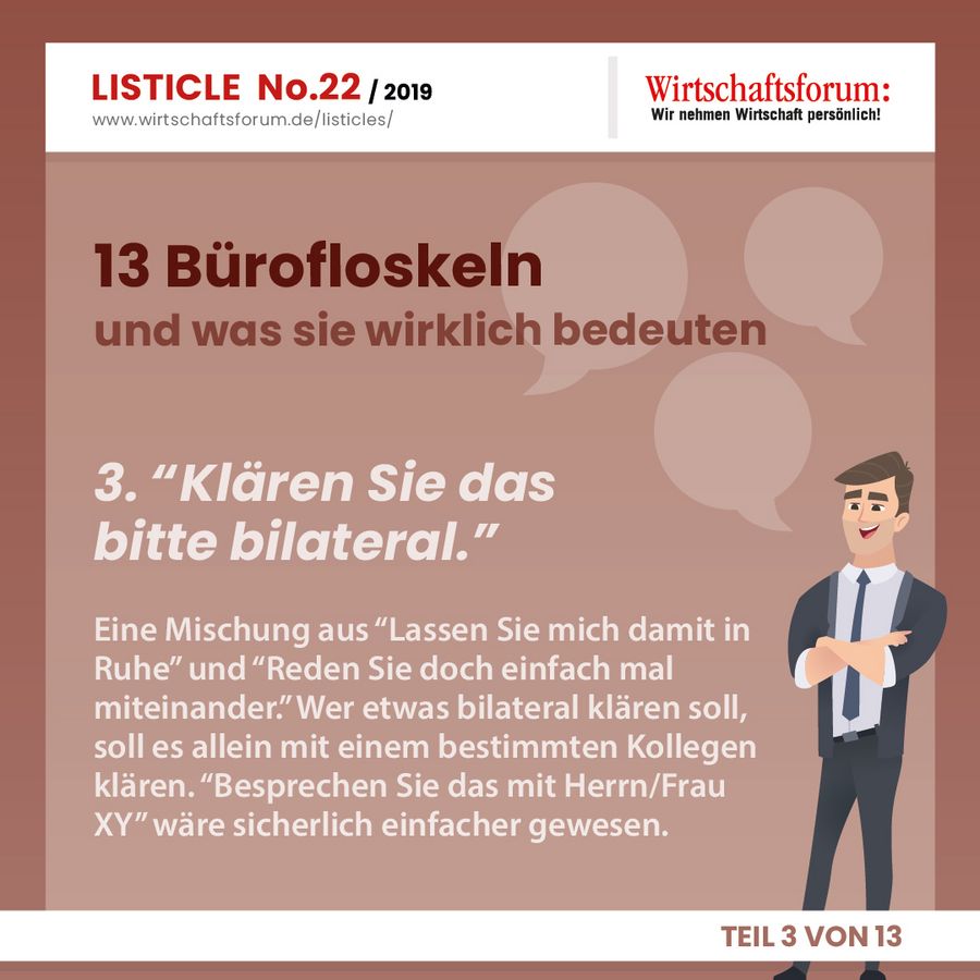 13 Bürofloskeln und was sie wirklich bedeuten - Wirtschaftsforum Listicle