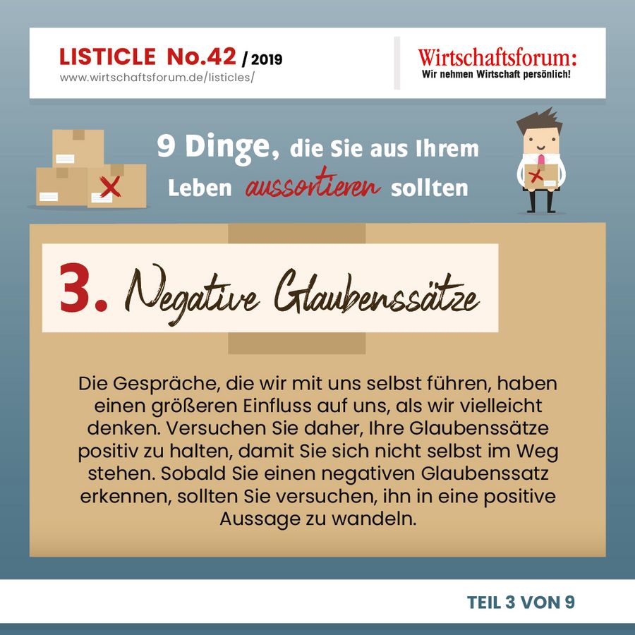 9 Dinge, die Sie aus Ihrem Leben aussortieren sollten - Negative Glaubenssätze