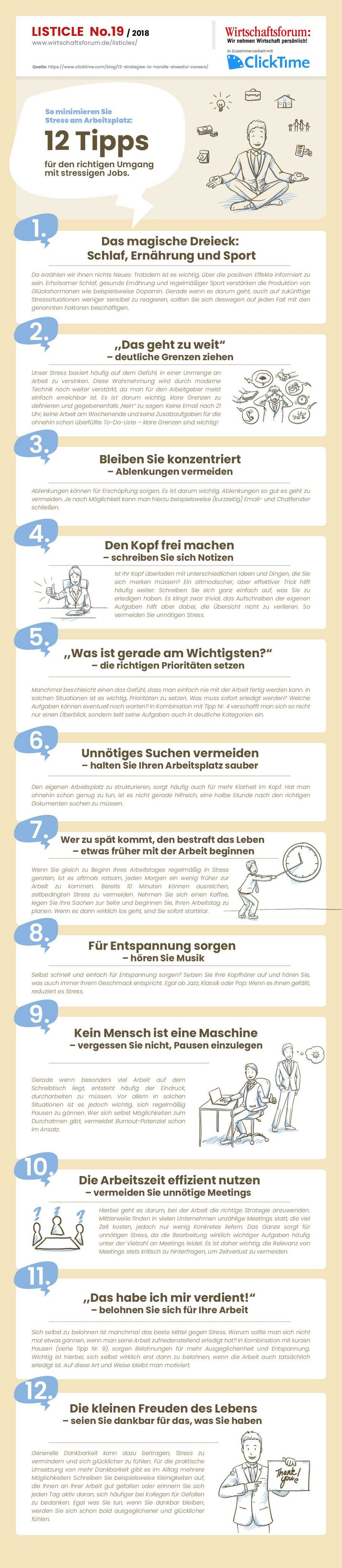 12 Tipps für den richtigen Umgang mit stressigen Jobs - Wirtschaftsforum Listicle