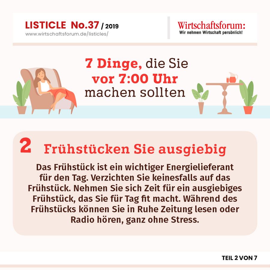 7 Dinge, die Sie vor 7:00 Uhr machen sollten - Frühstücken Sie ausgiebig 