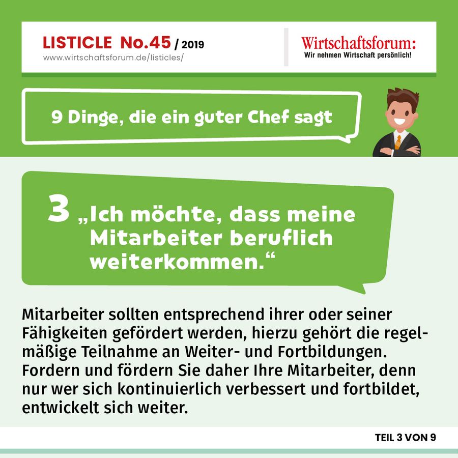 9 Dinge, die ein guter Chef sagt - “Ich möchte, dass meine Mitarbeiter beruflich weiterkommen” 