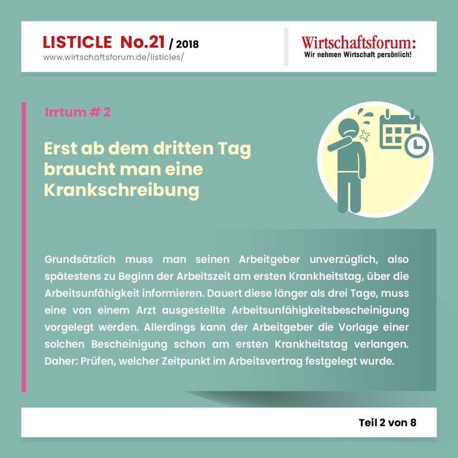 8 Irrtümer rund um die Krankschreibung - Wirtschaftsforum Listicles
