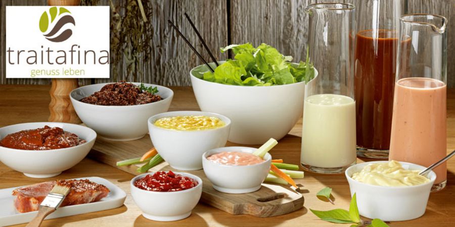 Das Unternehmen bietet auch ein breites Sortiment an Saucen und Salatdressings an