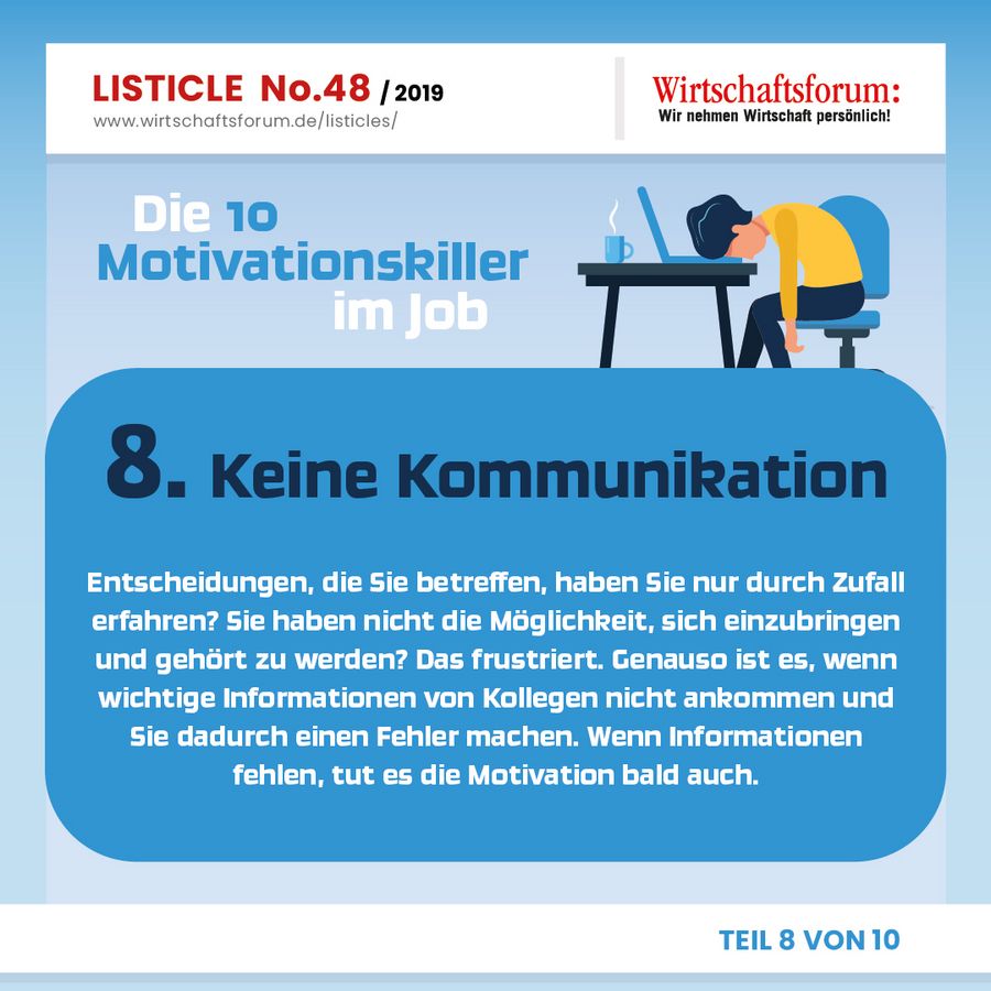 Die 10 Motivationskiller im Job - Keine Kommunikation 