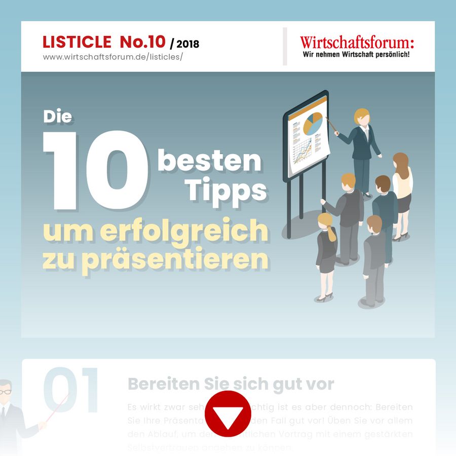 Listicle 10/2018 - Die 10 besten Tipps um erfolgreich zu präsentieren Listicle 10/2018 - Die 10 besten Tipps um erfolgreich zu präsentieren