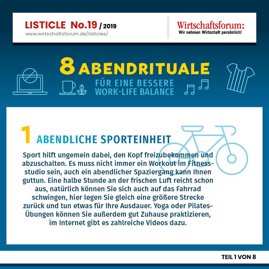 8 Abendrituale für eine bessere Work-Life Balance  - Abendliche Sporteinheit 