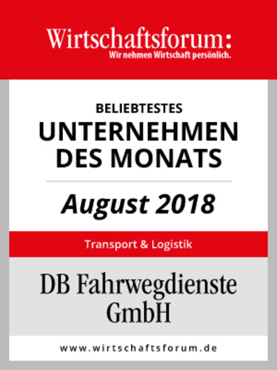 DB Fahrwegdienste Unternehmen des Monats August 2018 Badge