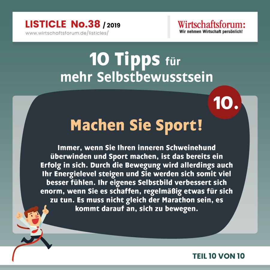 10 Tipps für mehr Selbstbewusstsein - Machen Sie Sport! 