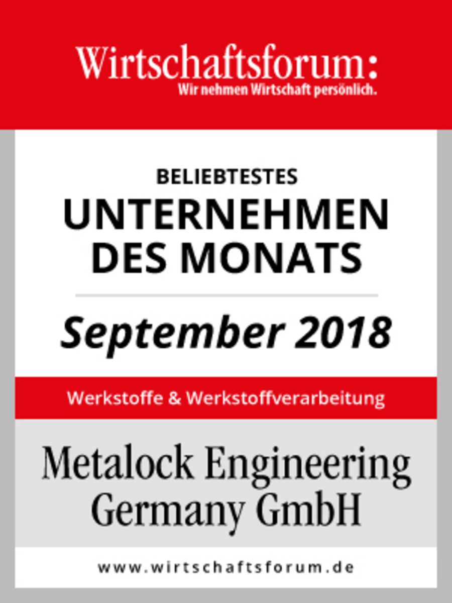 Metalock Engineering Germany Unternehmen des Monats September 2018 badge