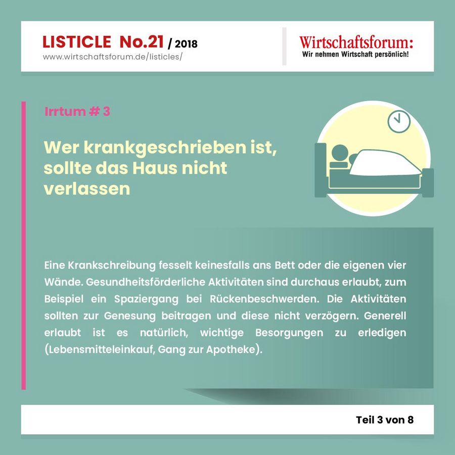 8 Irrtümer rund um die Krankschreibung - Wirtschaftsforum Listicles