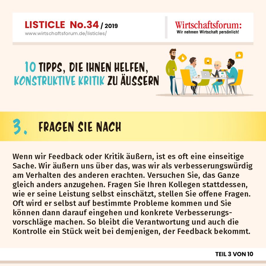 10 Tipps, die Ihnen helfen, konstruktive Kritik zu äußern - Fragen Sie nach 