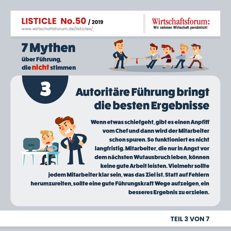 7 Mythen über Führung, die nicht stimmen - Autoritäre Führung bringt die besten Ergebnisse 