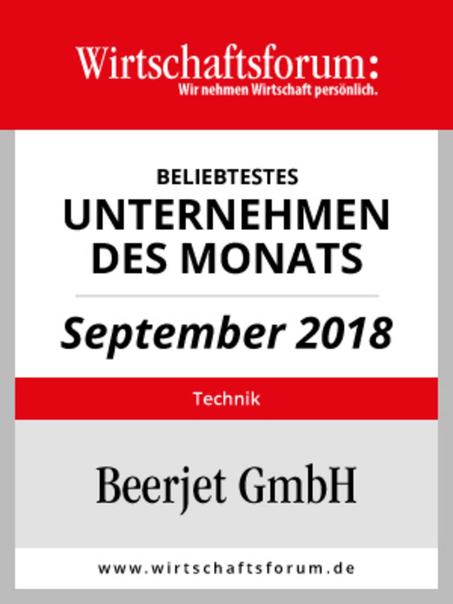 Beerjet Unternehmen des Monat September 2018 Badge