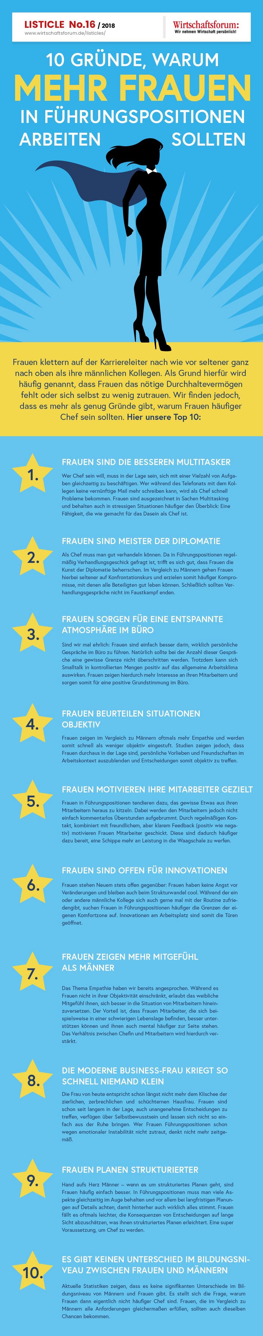 10 Gründe, warum mehr Frauen in Führungspositionen arbeiten sollten