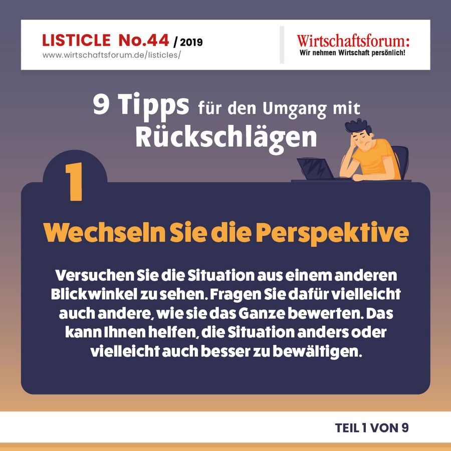 9 Tipps für den Umgang mit Rückschlägen - Wechseln Sie die Perspektive 