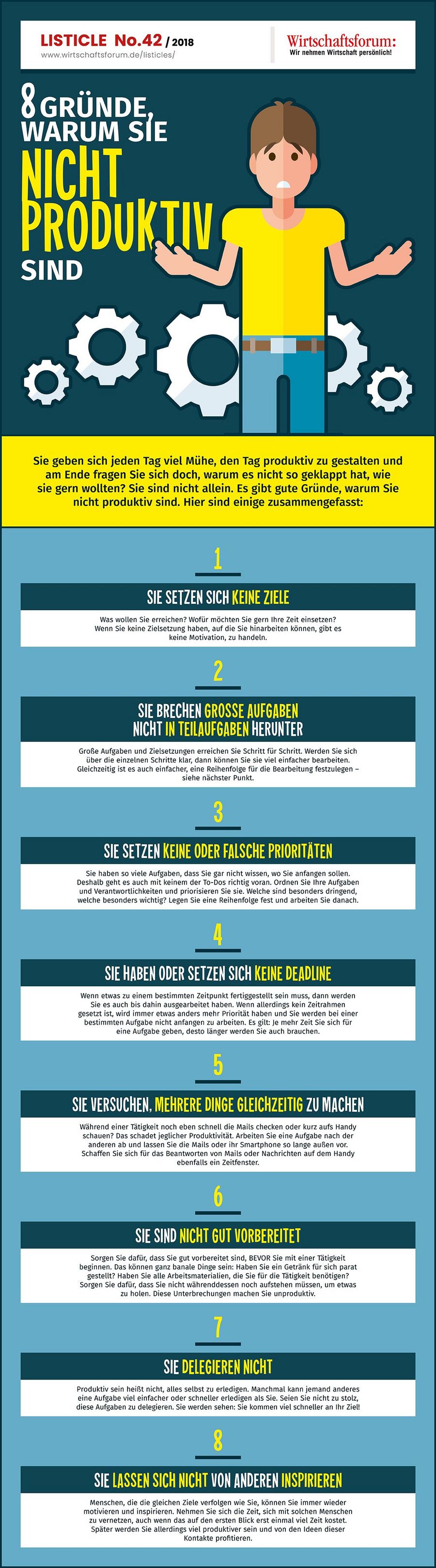 8 Gründe, warum Sie nicht produktiv sind - Wirtschaftsforum Listicle 8 Gründe, warum Sie nicht produktiv sind - Wirtschaftsforum Listicle