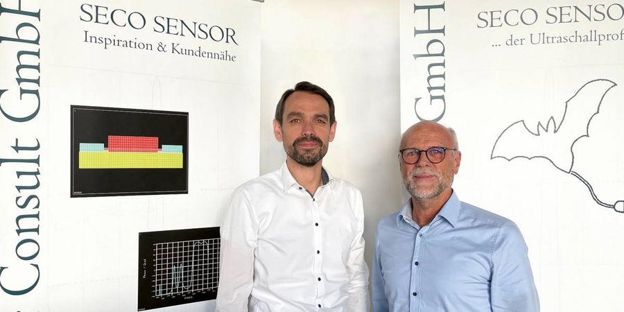 Dipl.-Ing. (FH) Thomas Siebenhaar, Geschäftsführender Gesellschafter und Dipl.-Phys. MBA Eugen Gergert, Geschäftsführer der SECO Sensor Consult GmbH