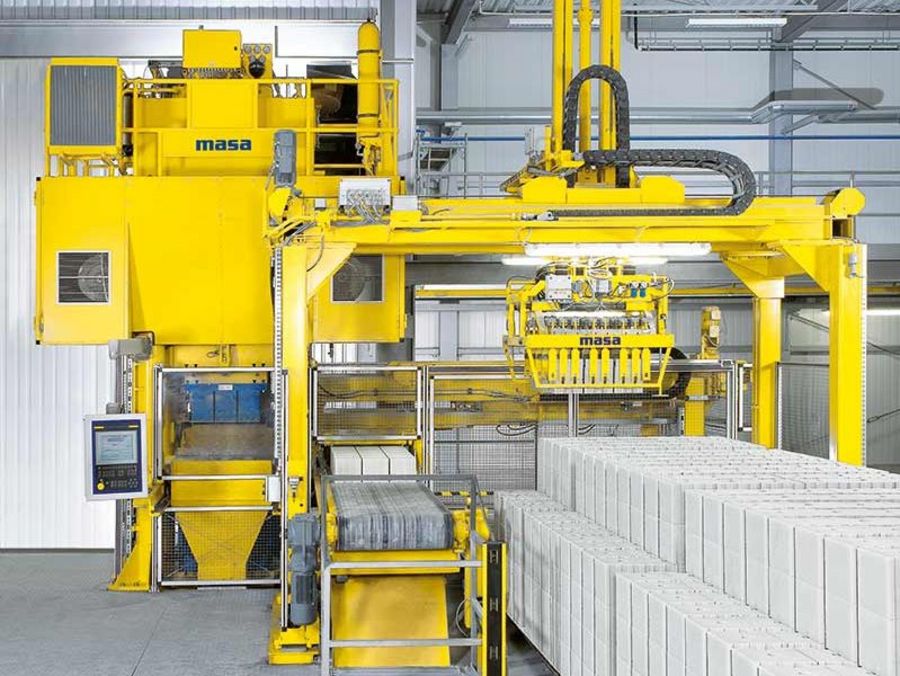 Hydraulische Masa-Kalksandsteinpresse mit Steinsetzautomat für Rohlinge