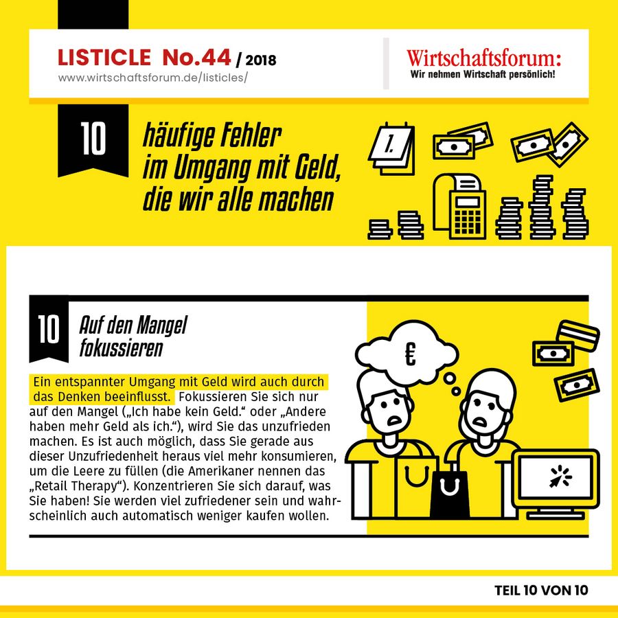 10 häufige Fehler im Umgang im Geld, die wir alle machen - Auf den Mangel fokussieren 