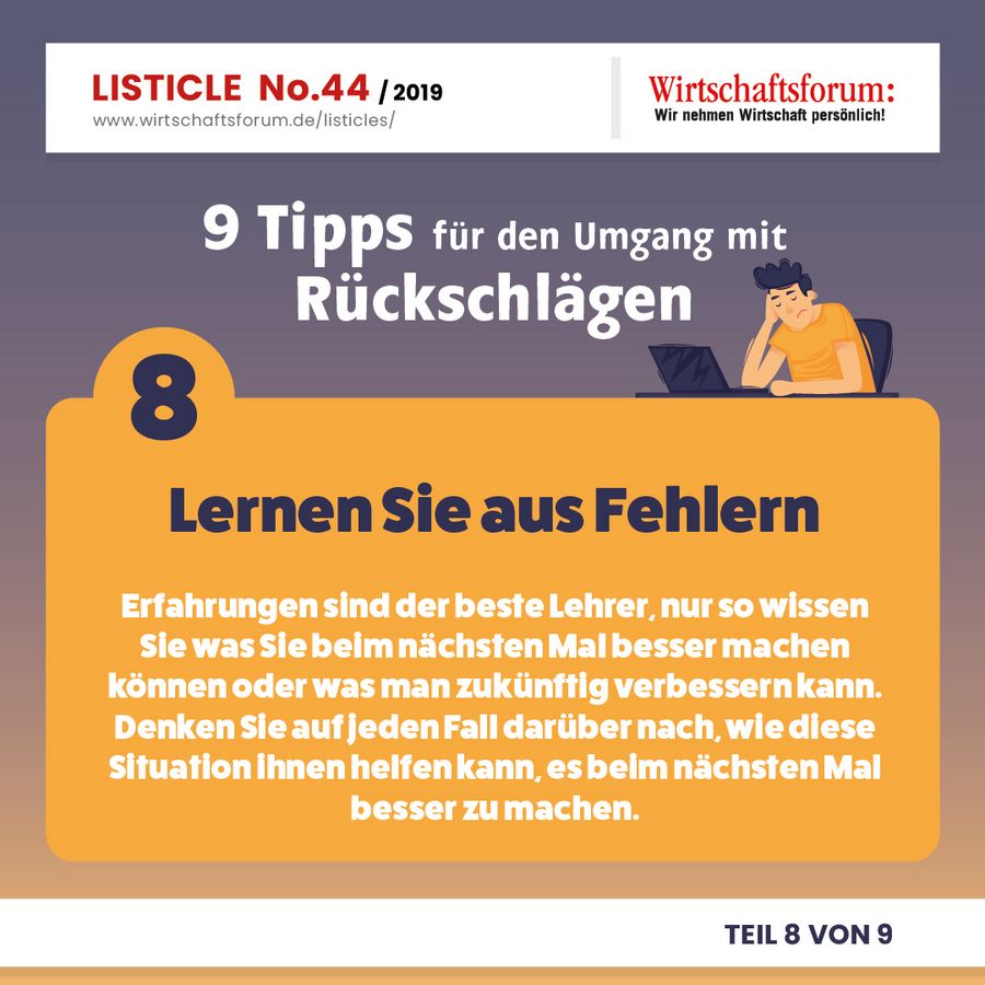 9 Tipps für den Umgang mit Rückschlägen - Lernen Sie aus Fehlern 