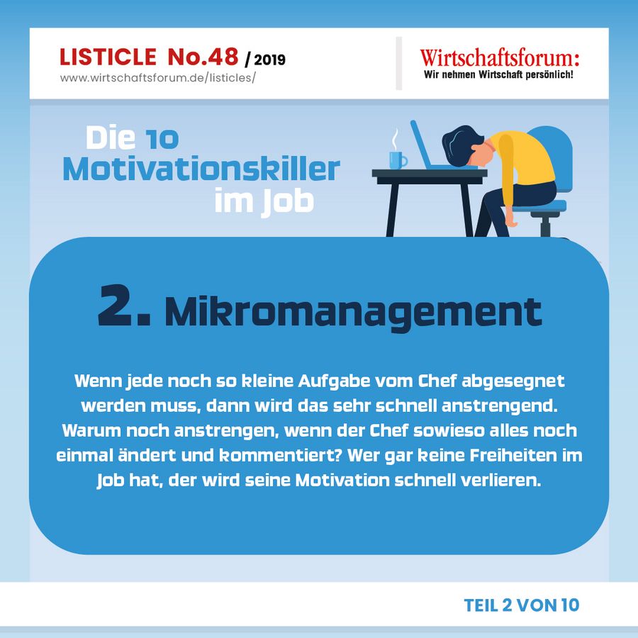 Die 10 Motivationskiller im Job - Mikromanagement 
