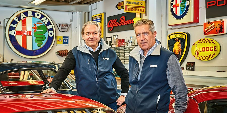 Mit Leidenschaft für klassische italienische Automobile auf Erfolgskurs: die OKP-Gründer Mathias Körber (links) und Christian Ondrak