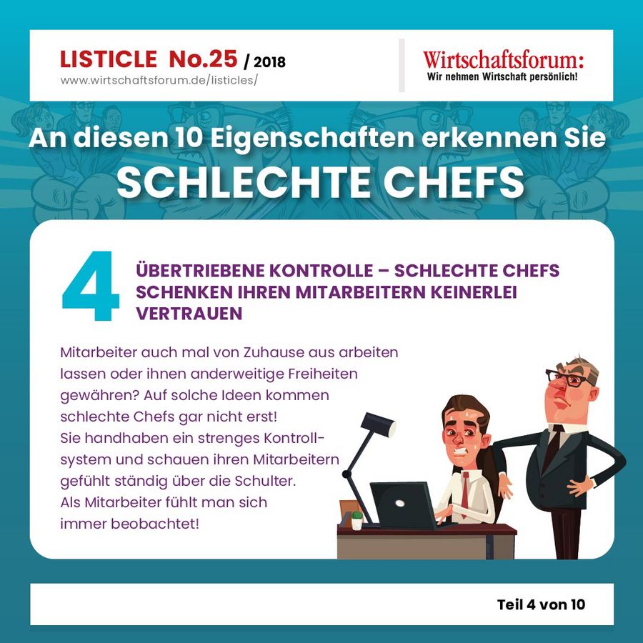 An diesen 10 Eigenschaften erkennen Sie  schlechte Chefs - Wirtschaftsforum Listicle