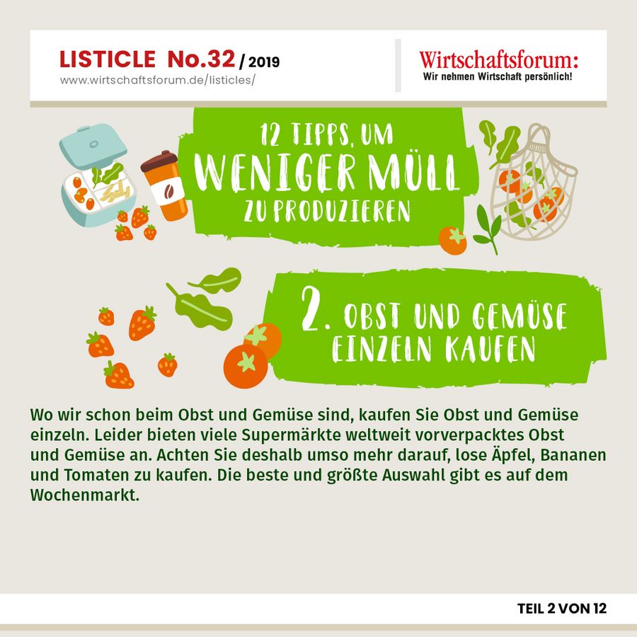 12 Tipps, um weniger Müll zu produzieren - Obst und Gemüse einzeln kaufen 