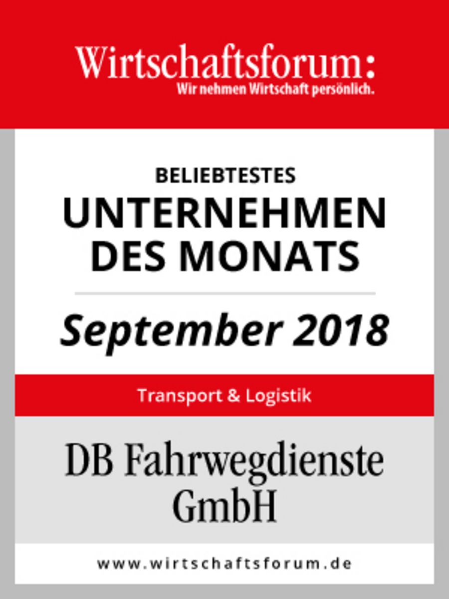 DB Fahrwegdienste Unternehmen des Monats September 2018 Badge