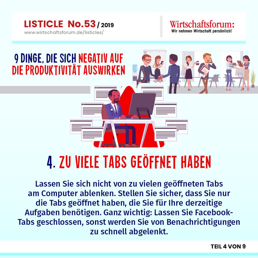 9 Dinge, die sich negativ auf die Produktivität auswirken - Zu viele Tabs geöffnet haben 