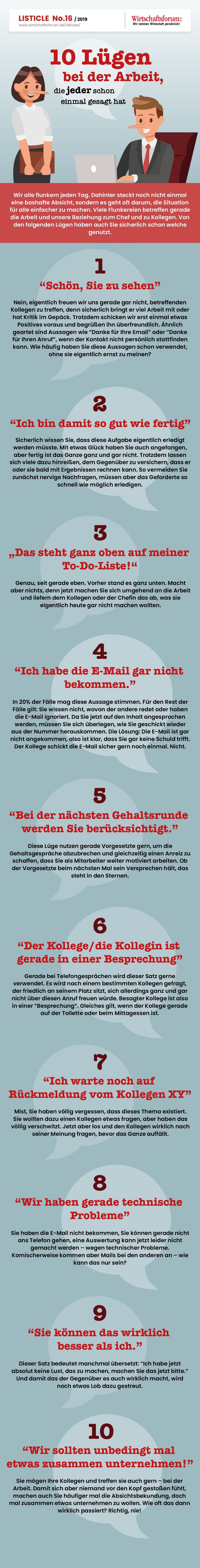 10 Lügen bei der Arbeit, die jeder schon einmal gesagt hat