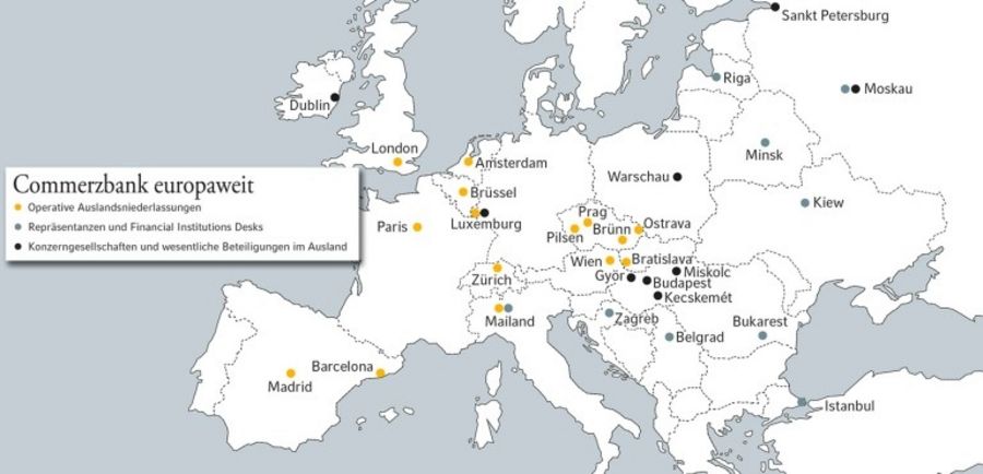 Die Standorte der Commerzbank europaweit